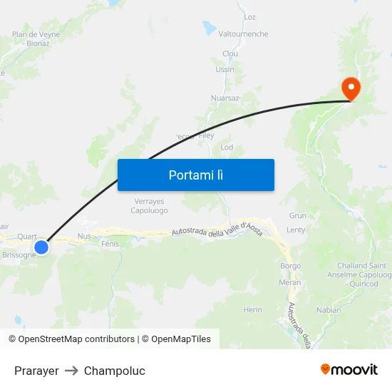 Prarayer to Champoluc map