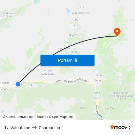 La Valdotaine to Champoluc map