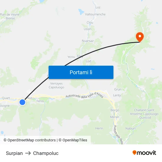 Surpian to Champoluc map