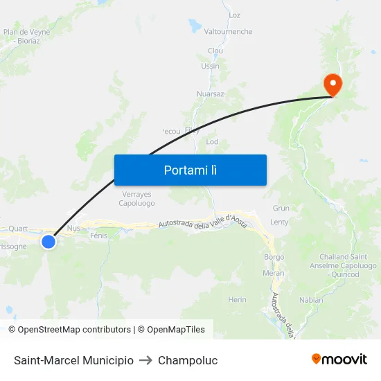 Saint-Marcel Municipio to Champoluc map