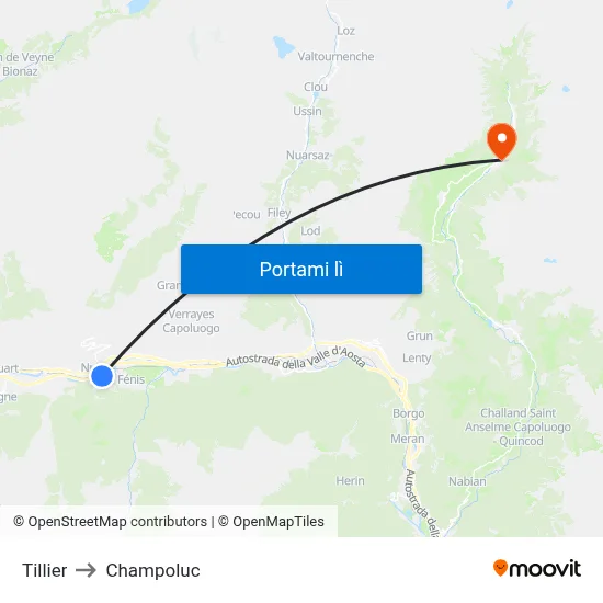 Tillier to Champoluc map