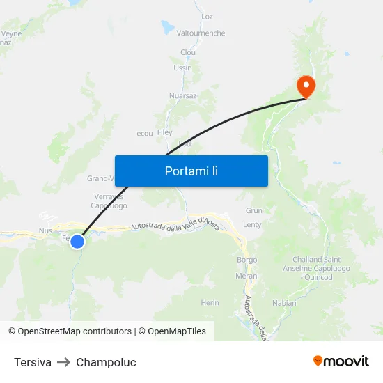 Tersiva to Champoluc map
