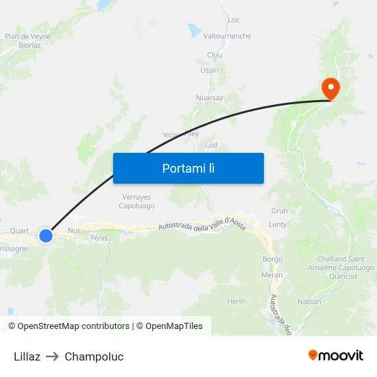 Lillaz to Champoluc map
