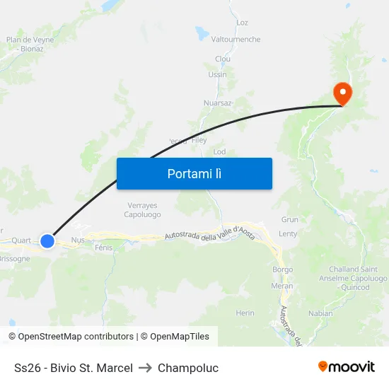 Ss26 - Bivio St. Marcel to Champoluc map