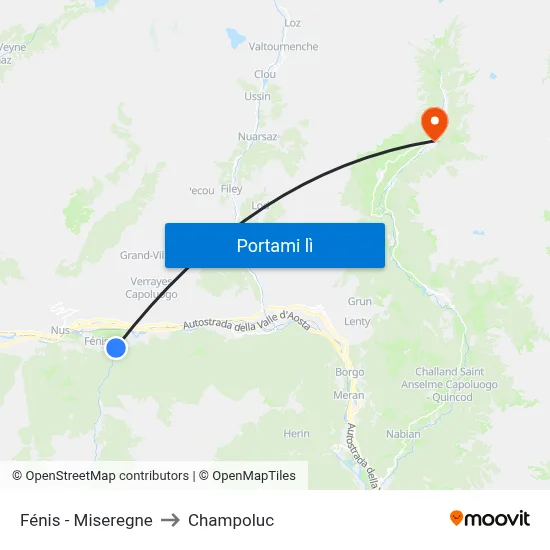 Fénis - Miseregne to Champoluc map