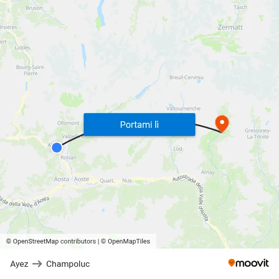 Ayez to Champoluc map