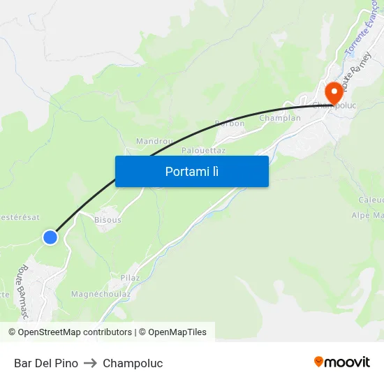 Bar Del Pino to Champoluc map