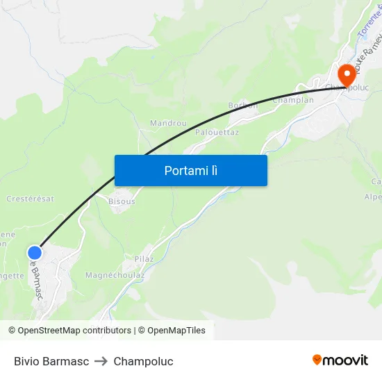 Bivio Barmasc to Champoluc map