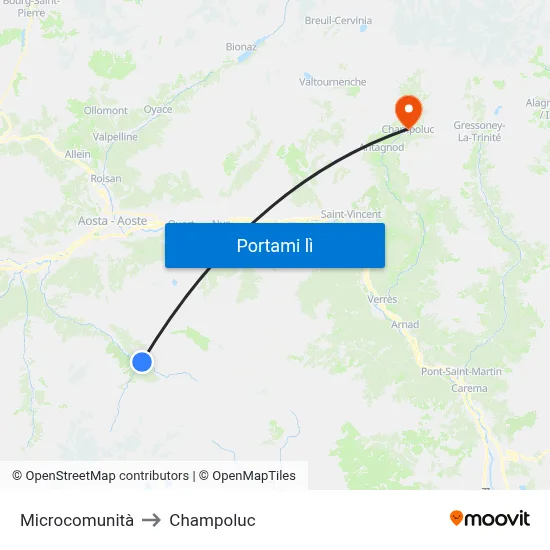 Microcomunità to Champoluc map
