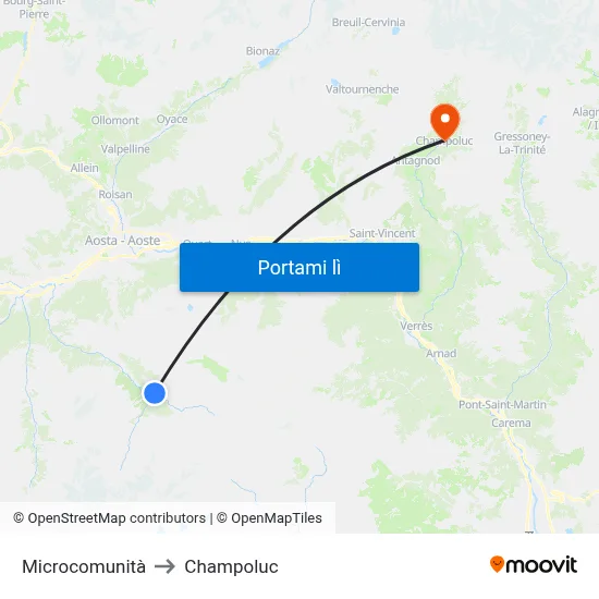 Microcomunità to Champoluc map