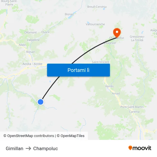Gimillan to Champoluc map