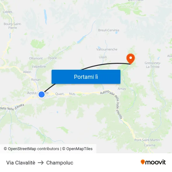 Via Clavalitè to Champoluc map
