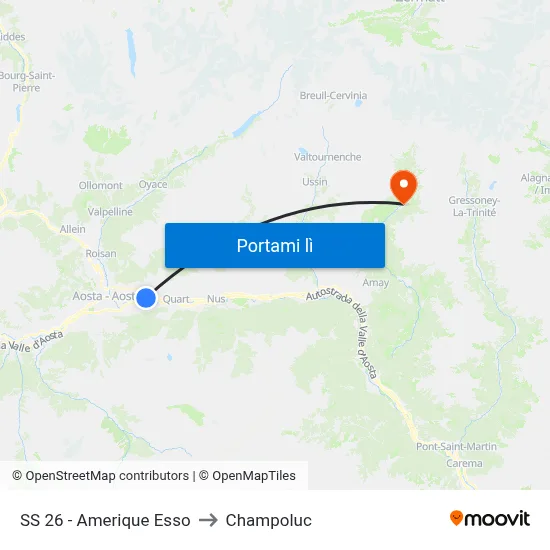 SS 26 - Amerique Esso to Champoluc map
