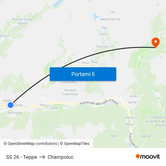 SS 26 - Teppe to Champoluc map