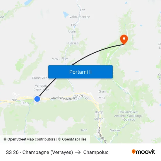 SS 26 - Champagne (Verrayes) to Champoluc map