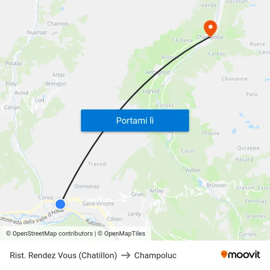 Rist. Rendez Vous (Chatillon) to Champoluc map