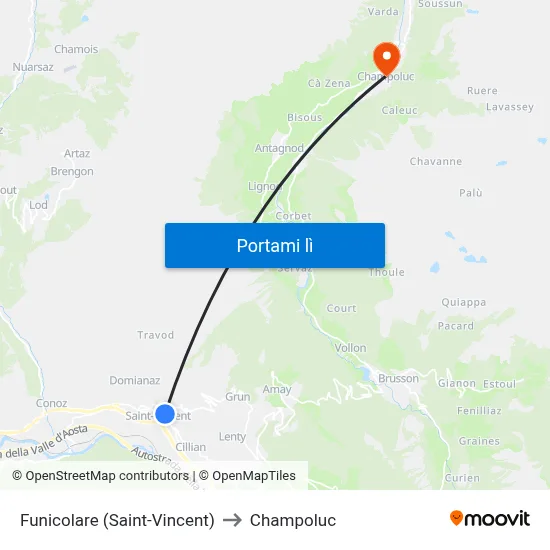 Funicolare (Saint-Vincent) to Champoluc map