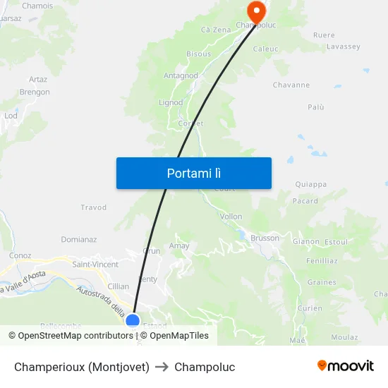 Champerioux (Montjovet) to Champoluc map