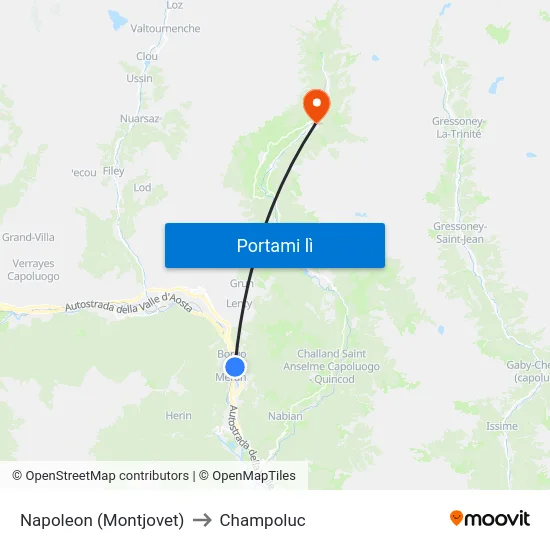 Napoleon (Montjovet) to Champoluc map
