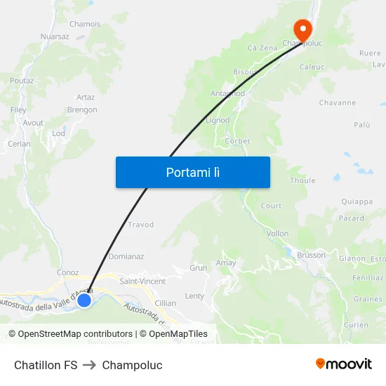 Chatillon FS to Champoluc map