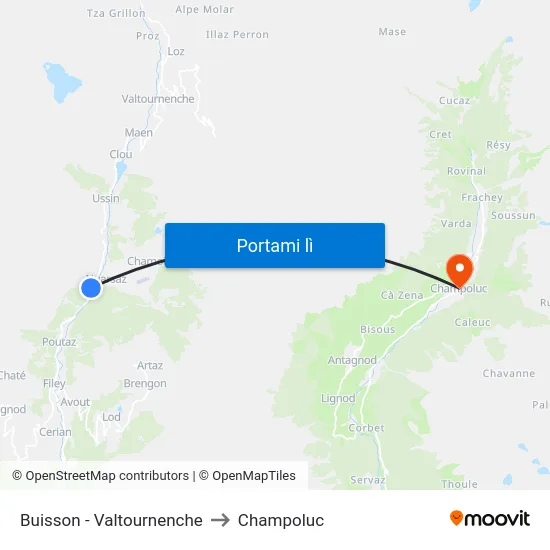 Buisson - Valtournenche to Champoluc map