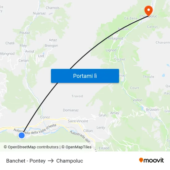 Banchet - Pontey to Champoluc map