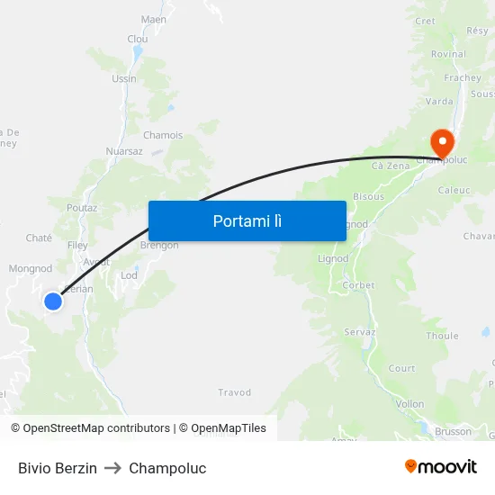 Bivio Berzin to Champoluc map