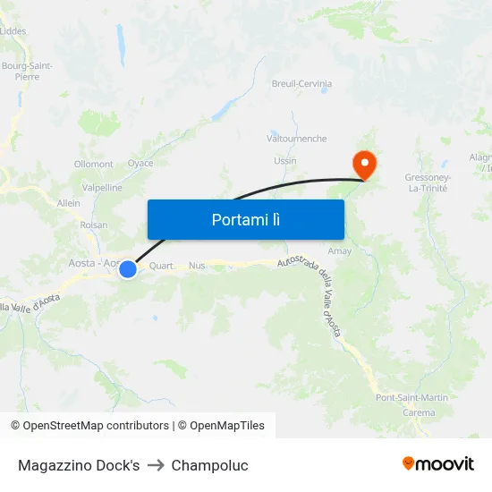Magazzino Dock's to Champoluc map