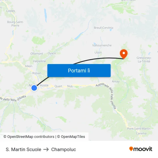 S. Martin Scuole to Champoluc map