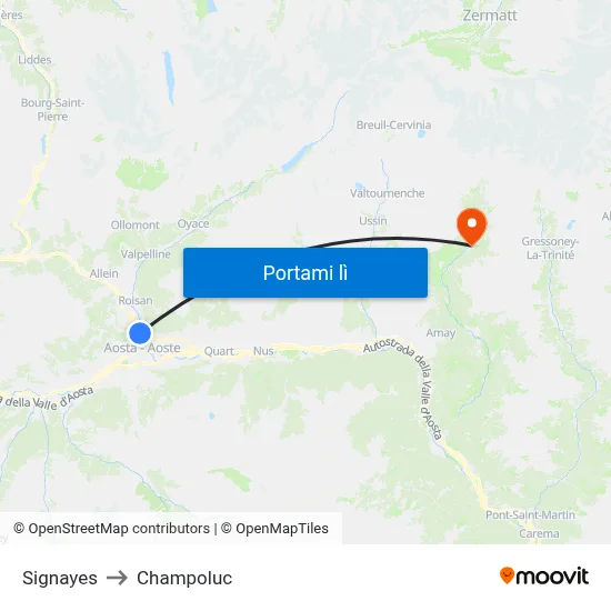Signayes to Champoluc map