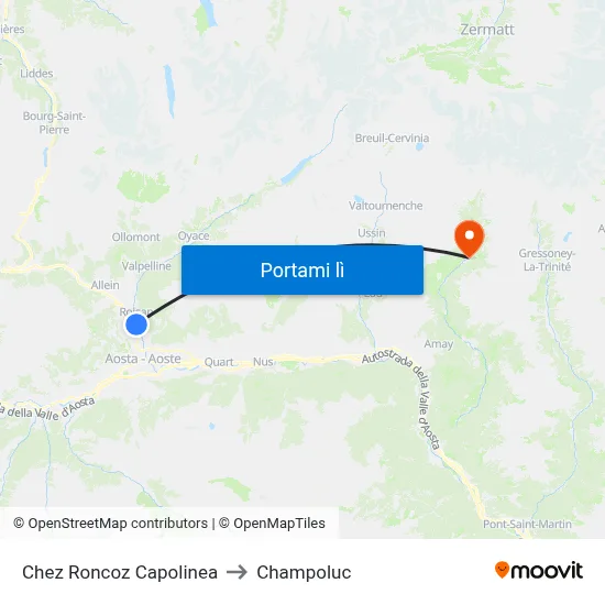 Chez Roncoz Capolinea to Champoluc map