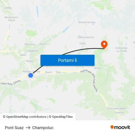 Pont Suaz to Champoluc map