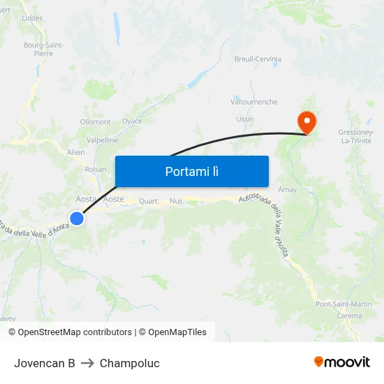 Jovencan B to Champoluc map