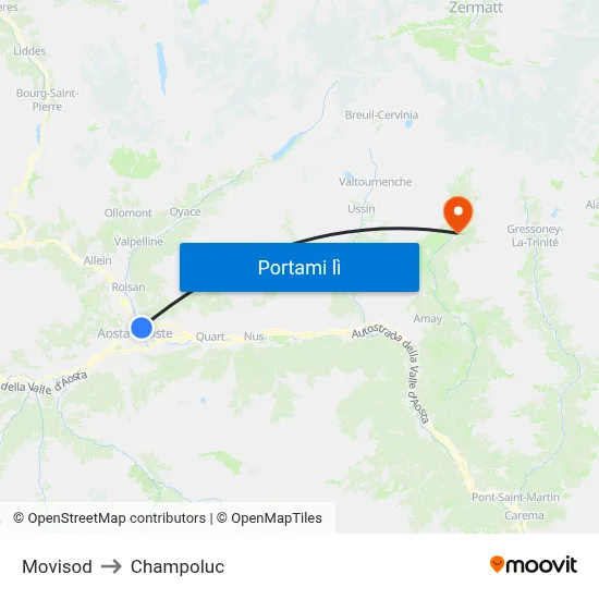 Movisod to Champoluc map