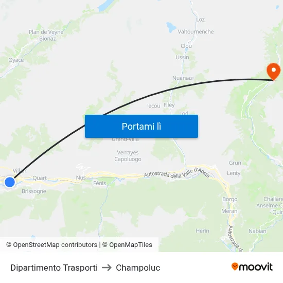 Dipartimento Trasporti to Champoluc map