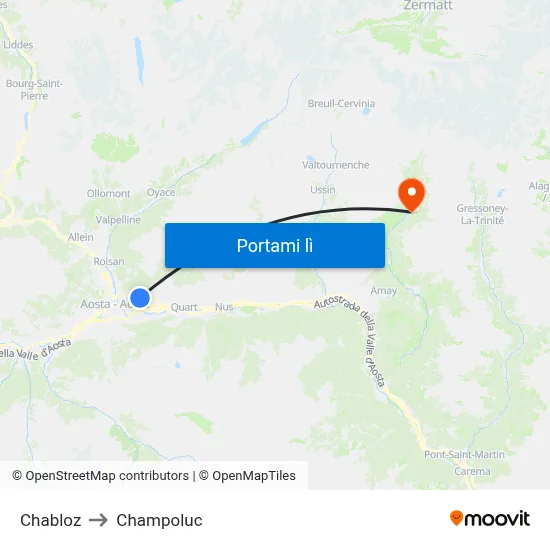 Chabloz to Champoluc map