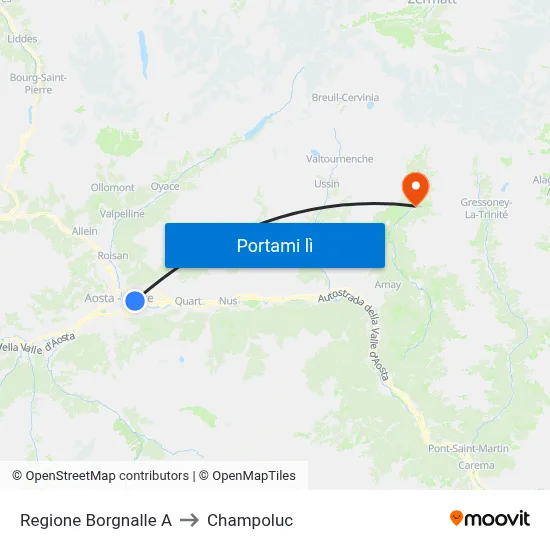 Regione Borgnalle A to Champoluc map