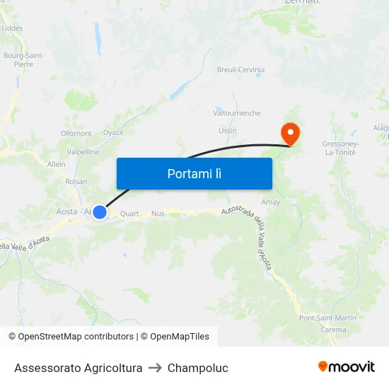 Assessorato Agricoltura to Champoluc map
