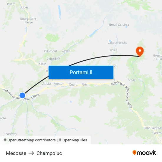 Mecosse to Champoluc map