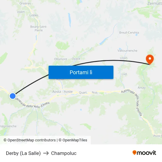 Derby (La Salle) to Champoluc map