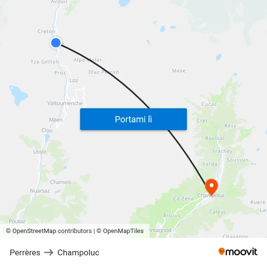 Perrères to Champoluc map
