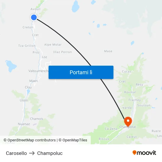 Carosello to Champoluc map