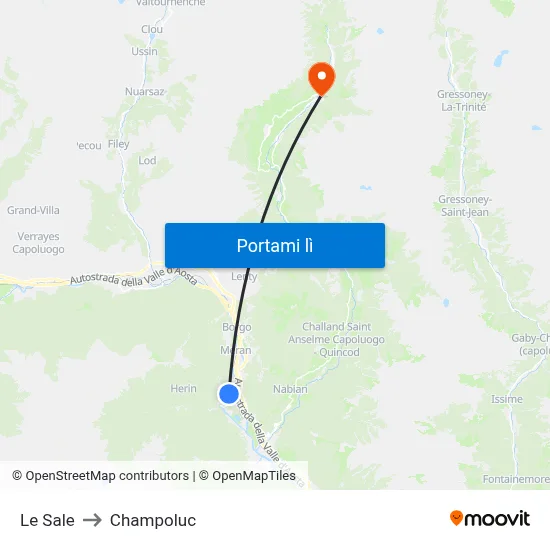 Le Sale to Champoluc map