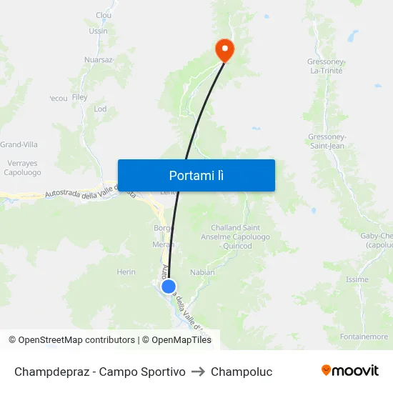 Champdepraz - Campo Sportivo to Champoluc map