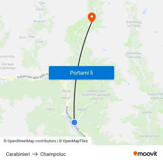 Carabinieri to Champoluc map