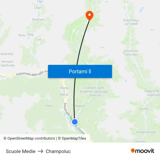 Scuole Medie to Champoluc map