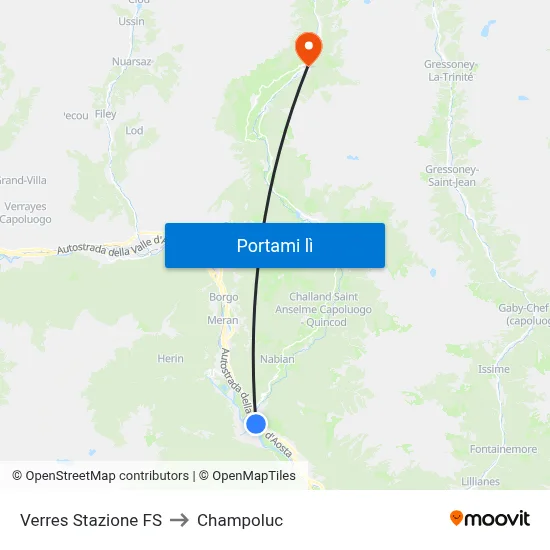 Verres Stazione FS to Champoluc map
