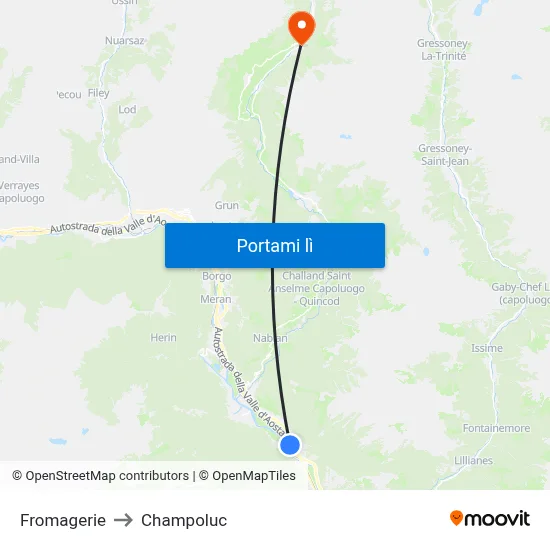 Fromagerie to Champoluc map