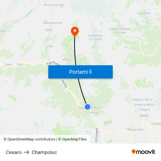 Cesaro to Champoluc map