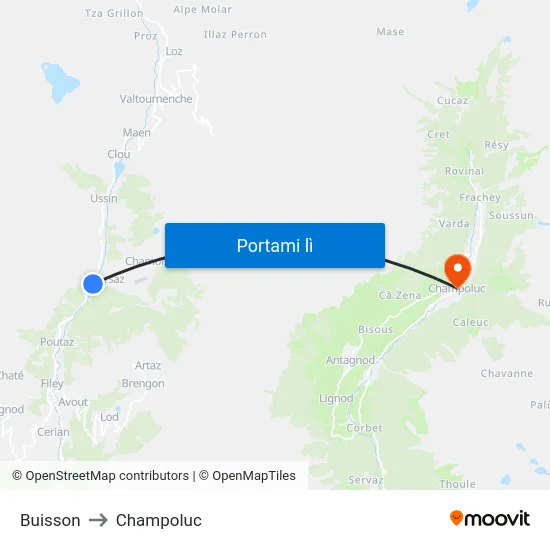 Buisson to Champoluc map